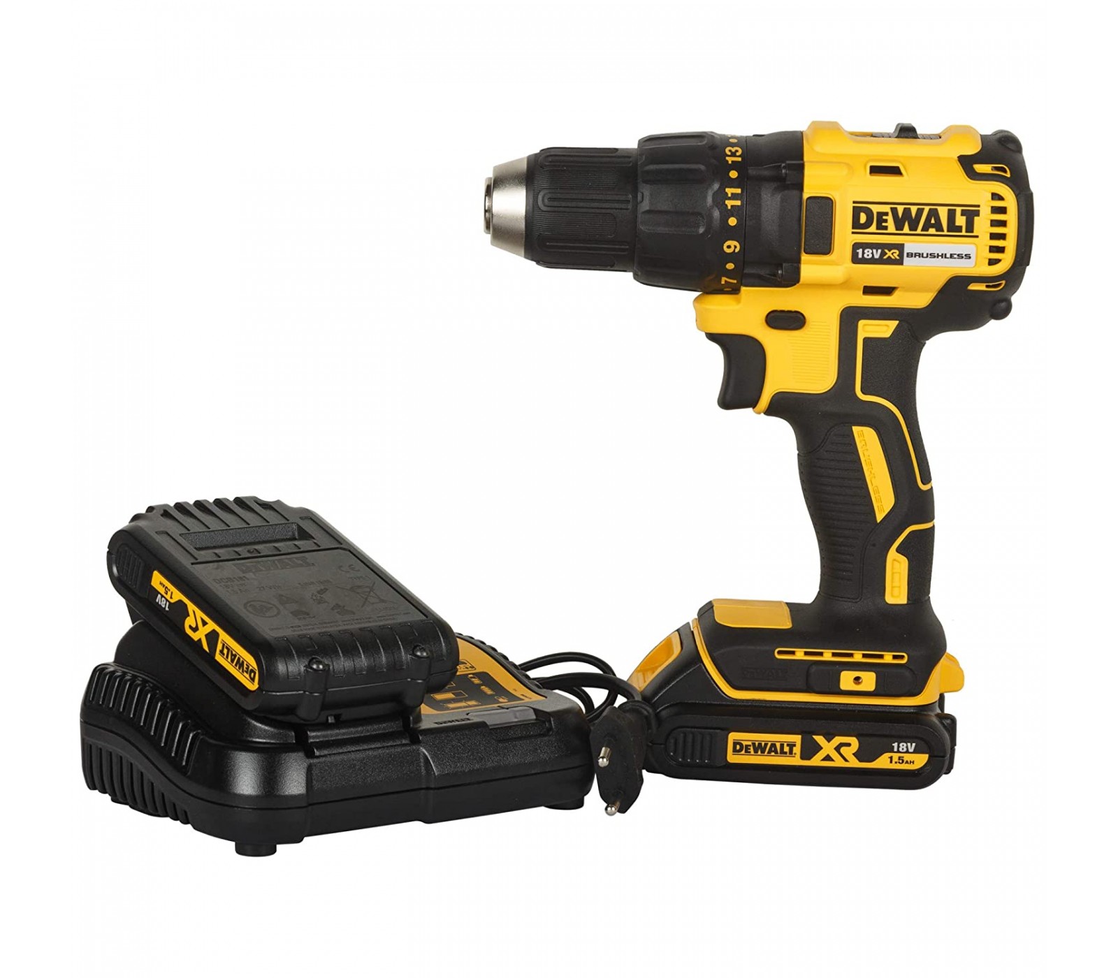 Dewalt akumuliatorinio gręžtuvo rinkinys (DCD777S2T), 18 V, 2 x 1,5 Ah, įkroviklis + lagaminas