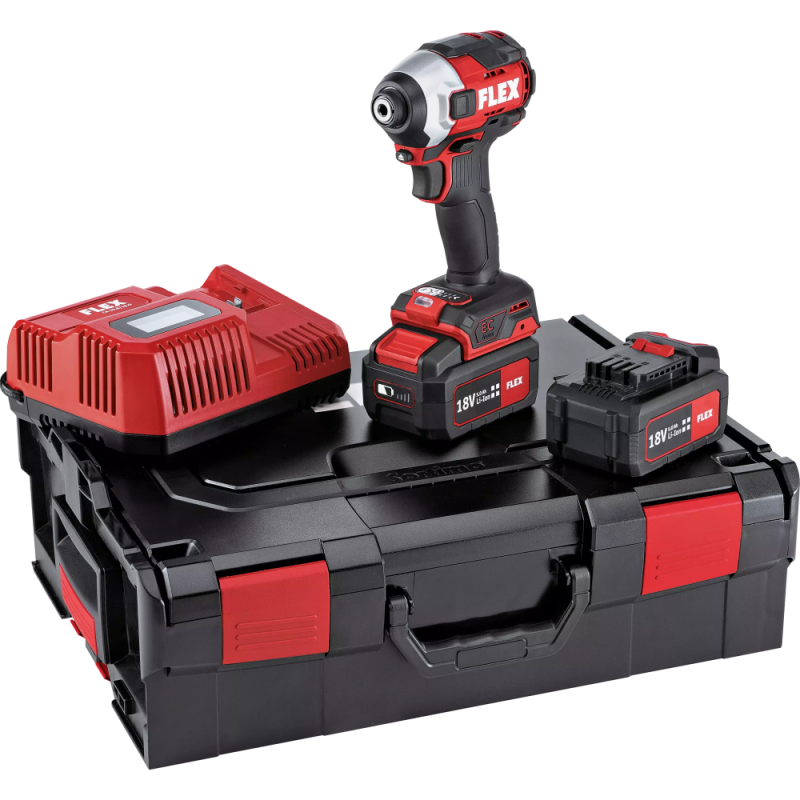 Flex akumuliatorinio smūginio suktuvo rinkinys ID 1/4" 18.0-EC HD/5.0 (2 x 5 Ah + įkroviklis)