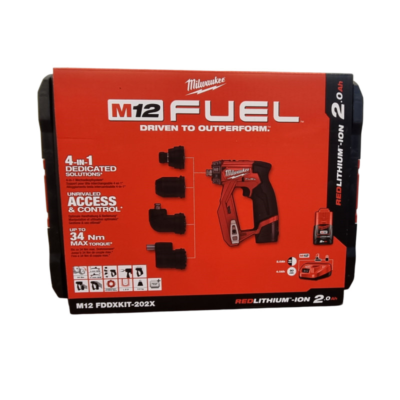 Akumuliatorinis suktuvas-gręžtuvas Milwaukee M12 FDDXKIT-0X, 12 V, 34 Nm + lagaminas (be akumuliatoriaus ir įkroviklio)