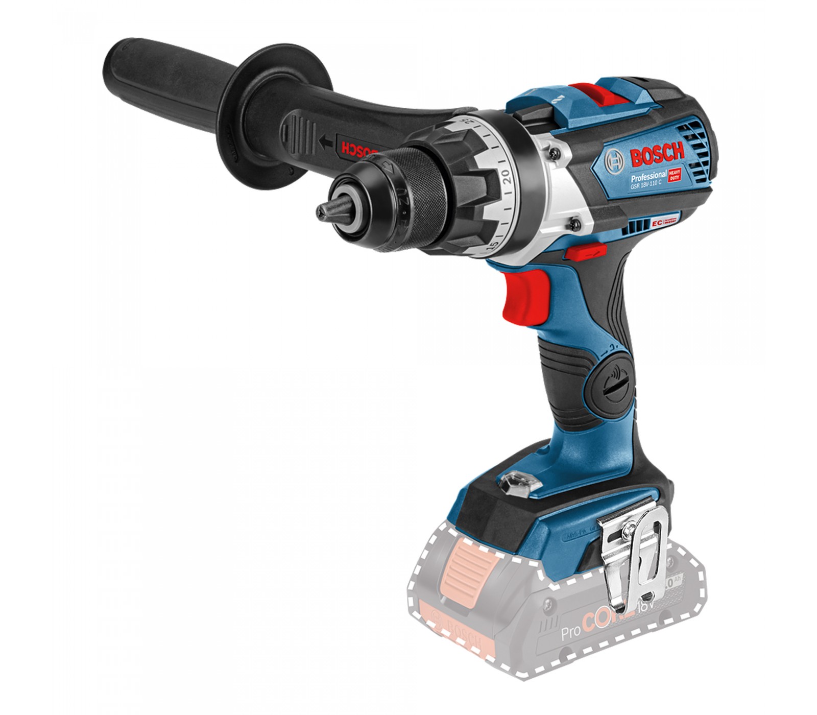 Akumuliatorinis gręžtuvas-suktuvas Bosch GSR 18V-110 C, 18 V