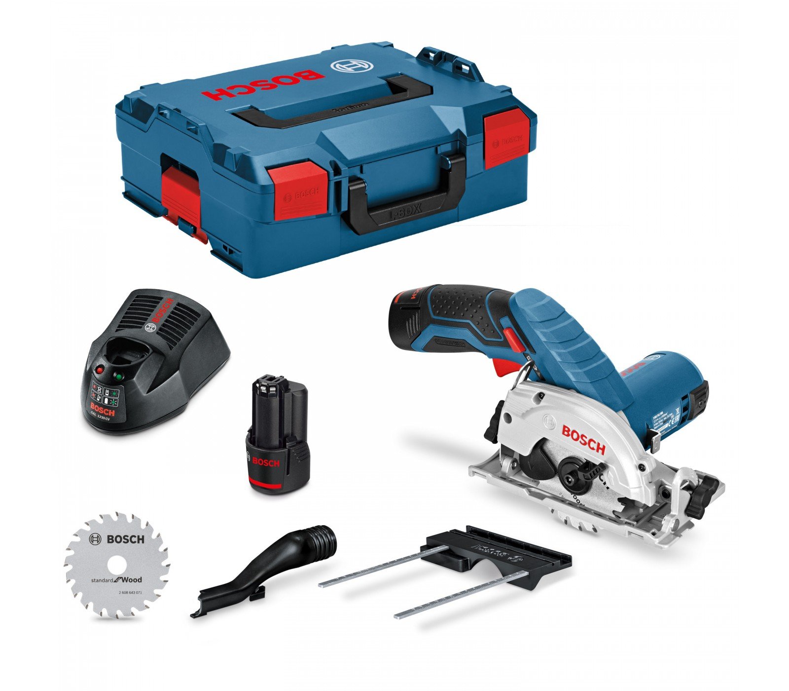 Akumuliatorinio diskinio pjūklo Bosch GKS 12V-26 (06016A1005) rinkinys, 12 V, 2 x 3 Ah, 85 mm, įkroviklis + lagaminas