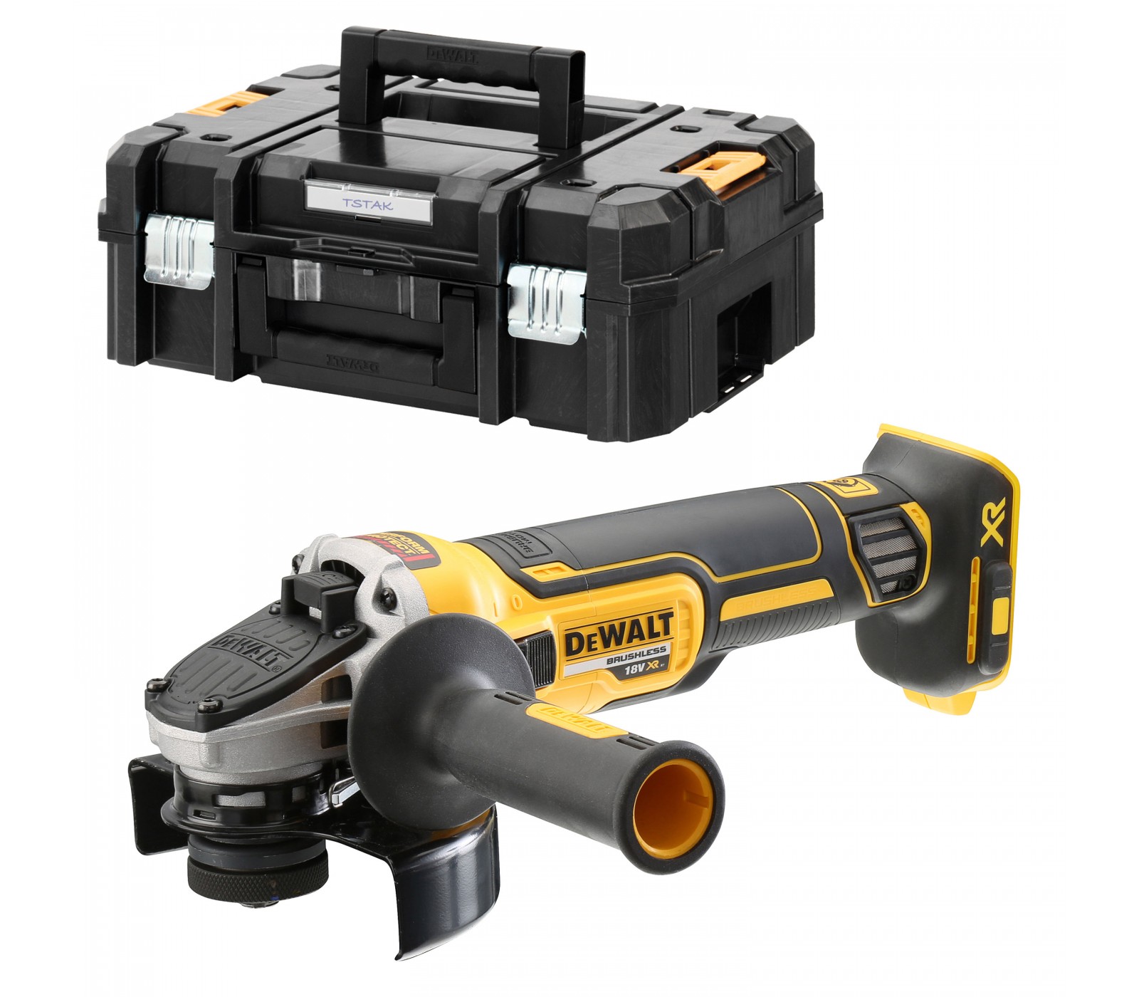 Dewalt akumuliatorinis kampinis šlifuoklis DCG405NT-XJ, 125 mm, 18 V + lagaminas