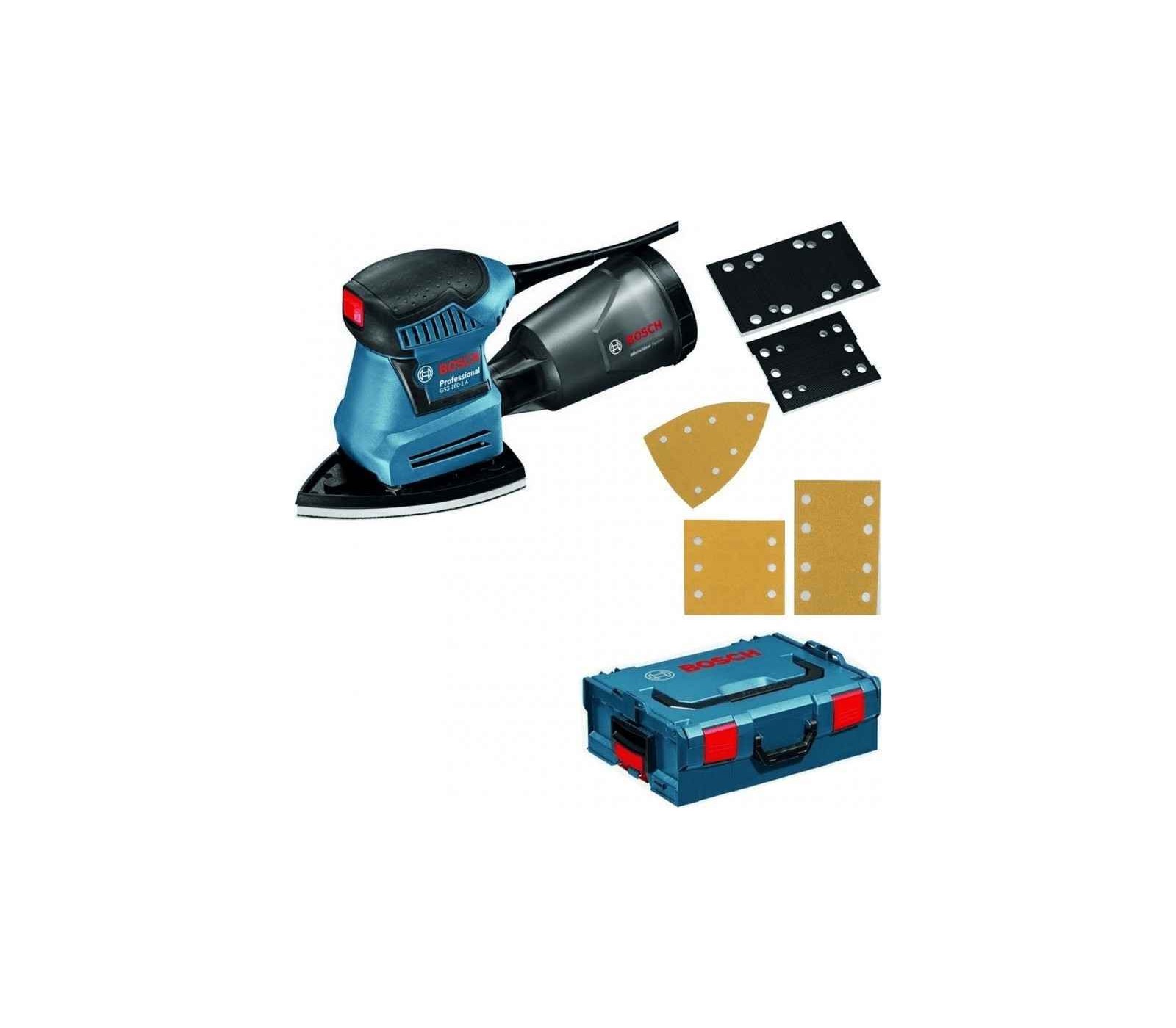 Plokštuminis šlifuoklis Bosch GSS 160-1 A, 180 W, lagaminas + priedai