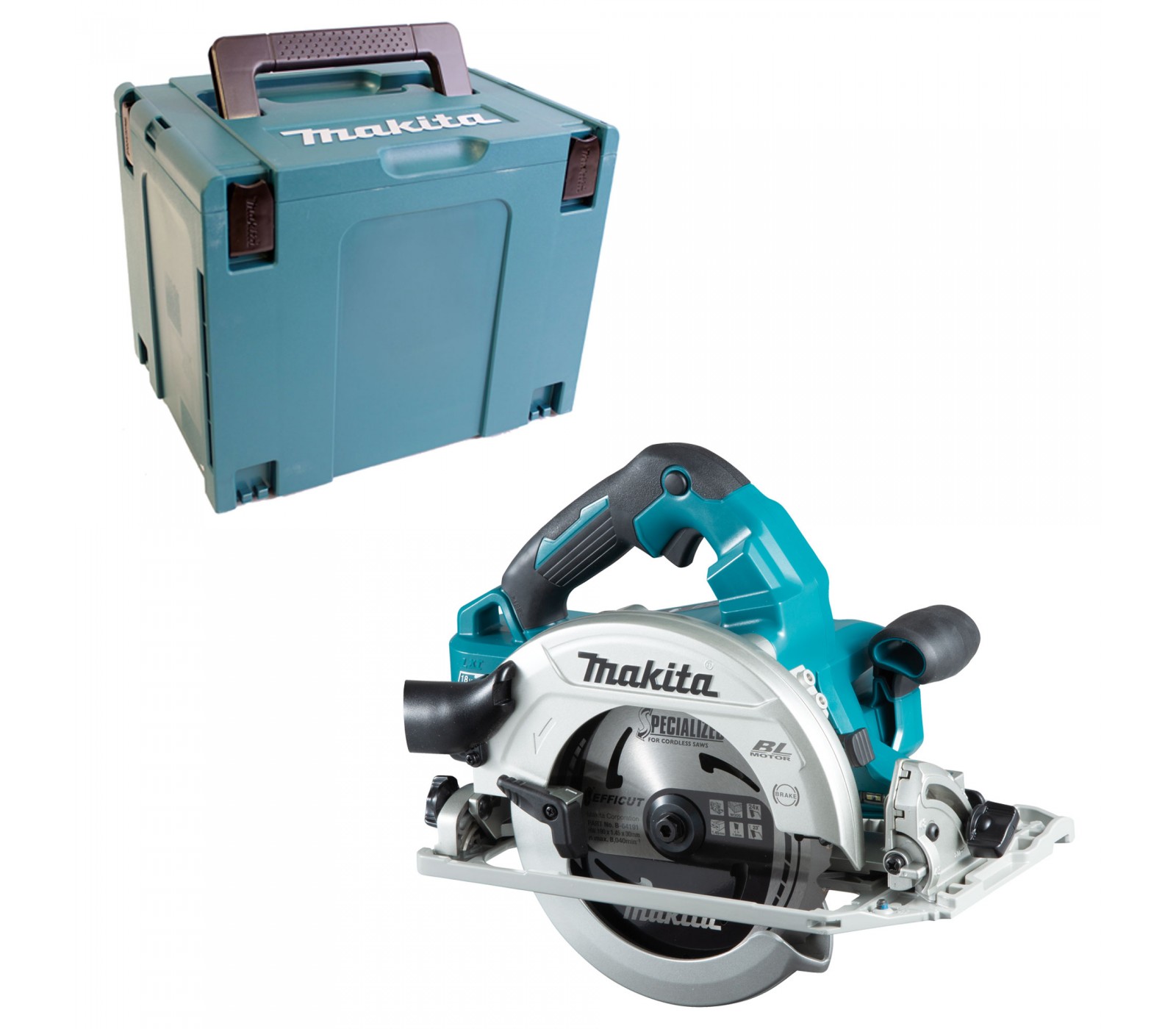 Akumuliatorinis diskinis pjūklas Makita DHS782Z, 190 mm, 2 x 18 V + lagaminas