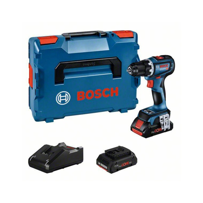 Akumuliatorinis gręžtuvas Bosch GSR 18V-90 C (+2x baterijos + įkroviklis + dėklas L-Boxx)