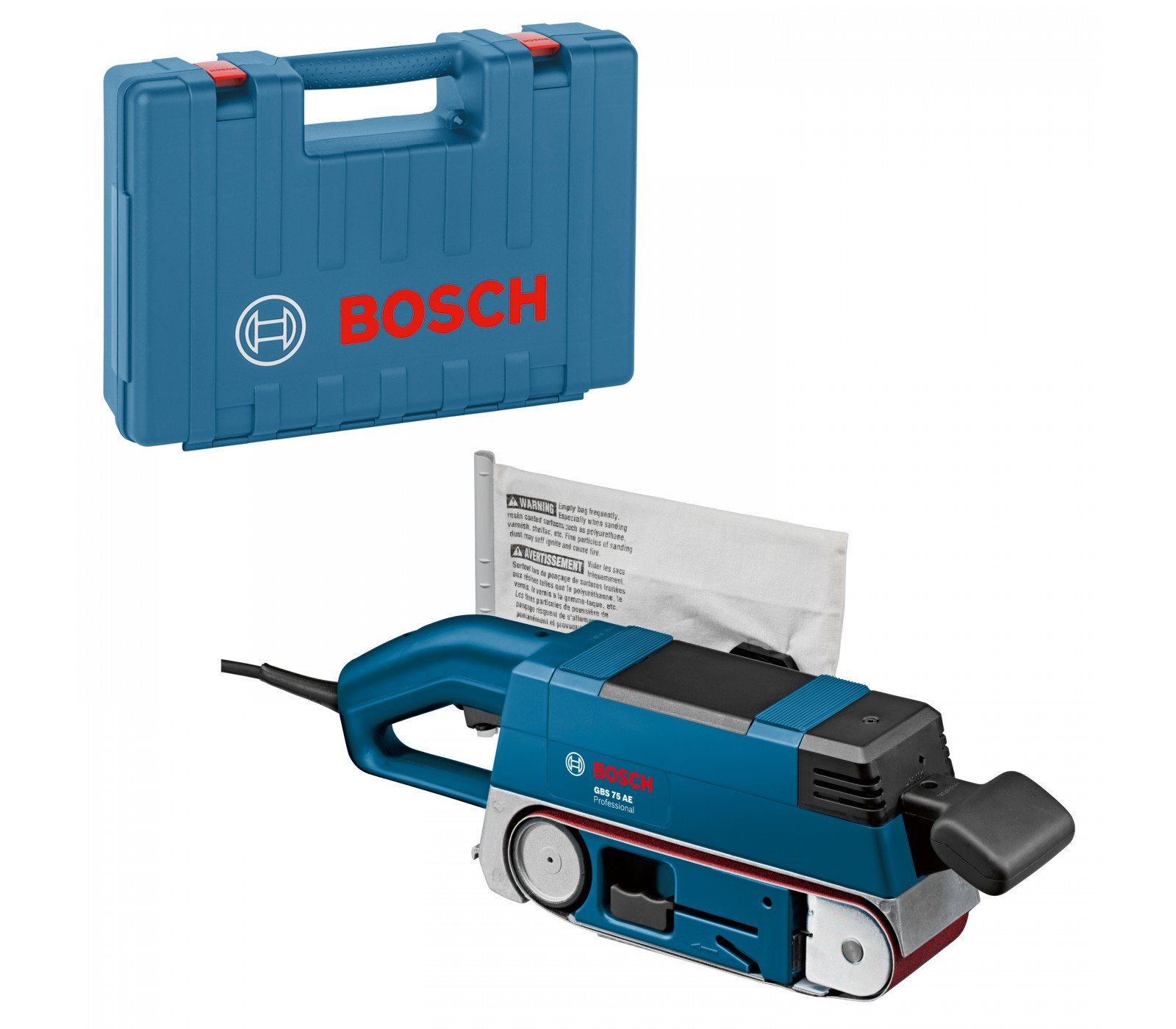 Elektrinis juostinis šlifuoklis Bosch GBS 75 AE, 750 W + lagaminas