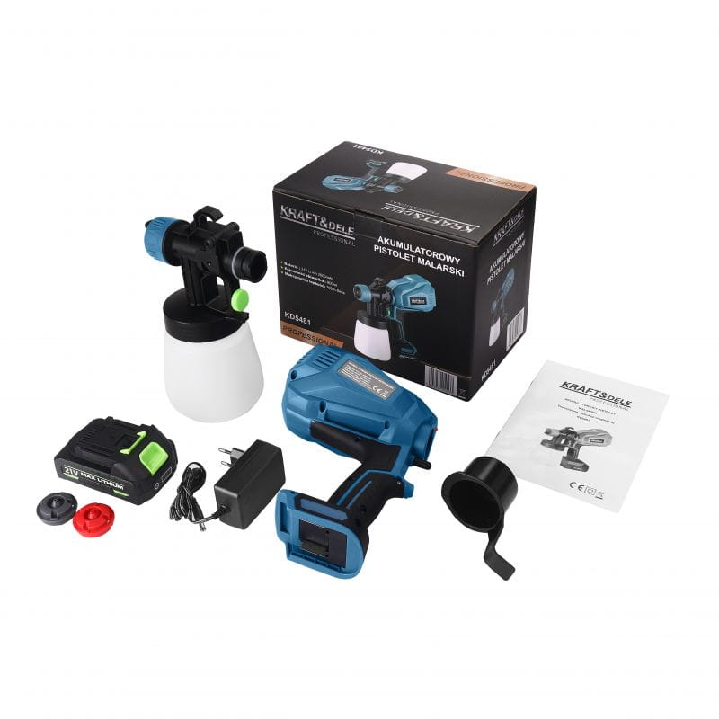 Akumuliatorinis dažymo purkštuvas 21V, 2000 mAh, 800 ml, KD5481