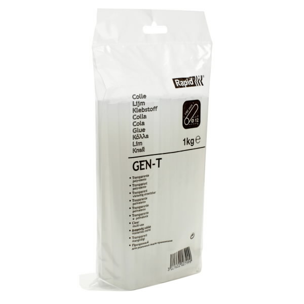 Glue sticks PRO 12x190mm, universal, GEN-T, transparent, 1kg, Rapid