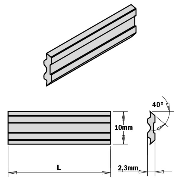 Obliavimo peiliai 2 vnt. 410x10x2,3 HPS ´´TERSA´´, CMT