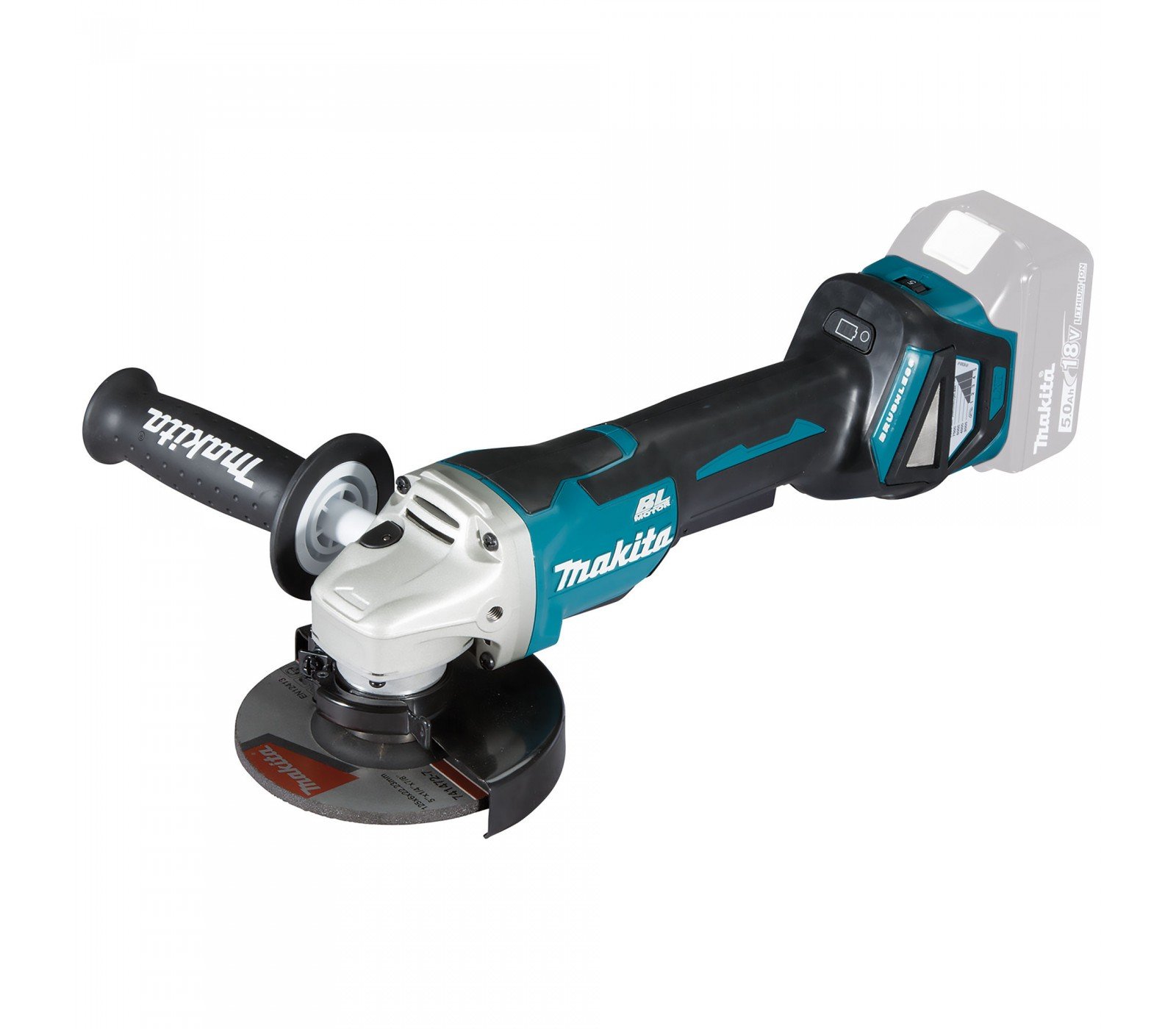 Akumuliatorinis kampinis šlifuoklis Makita (DGA515Z), 125 mm, 18 V