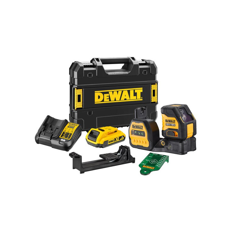 Dewalt kryžminio žalio lazerinio nivelyro rinkinys, DCE088D1G18-QW, 12/18V (1x2.0Ah)