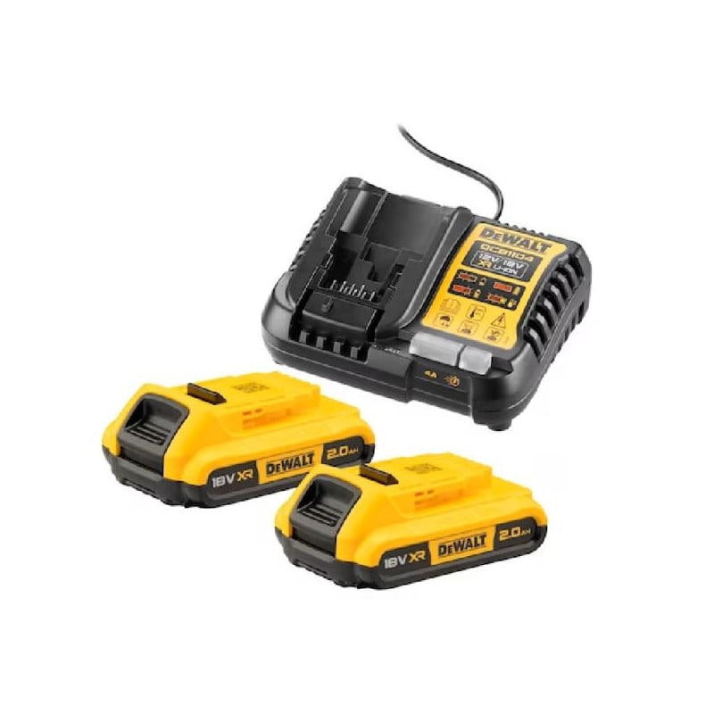 Dewalt 2 akumuliatorių ir įkroviklio rinkinys DCB1104D2-QW, 18V 2Ah