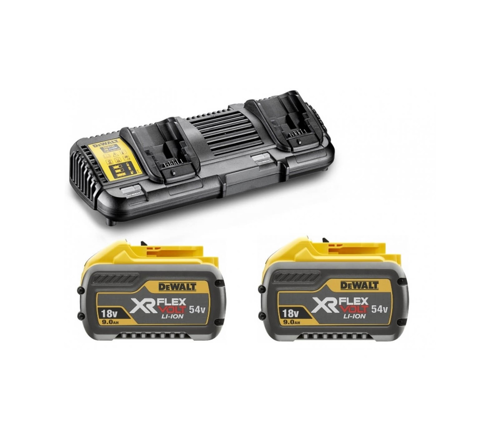 Dewalt akumuliatorių ir įkroviklio rinkinys DCB132X2 FlexVolt, DCB547 2 x 9 Ah, 54 V + įkroviklis DCB132