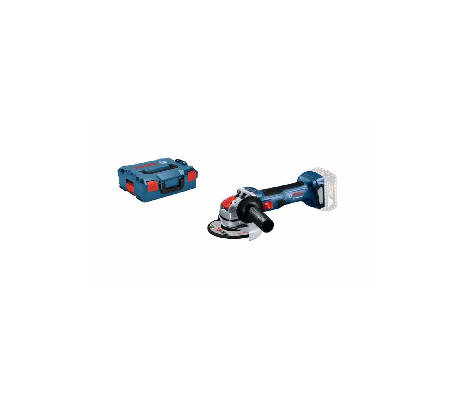 Akumuliatorinis kampinis šlifuoklis Bosch X-LOCK GWX 18V-7, 18 V, 125 mm + lagaminas