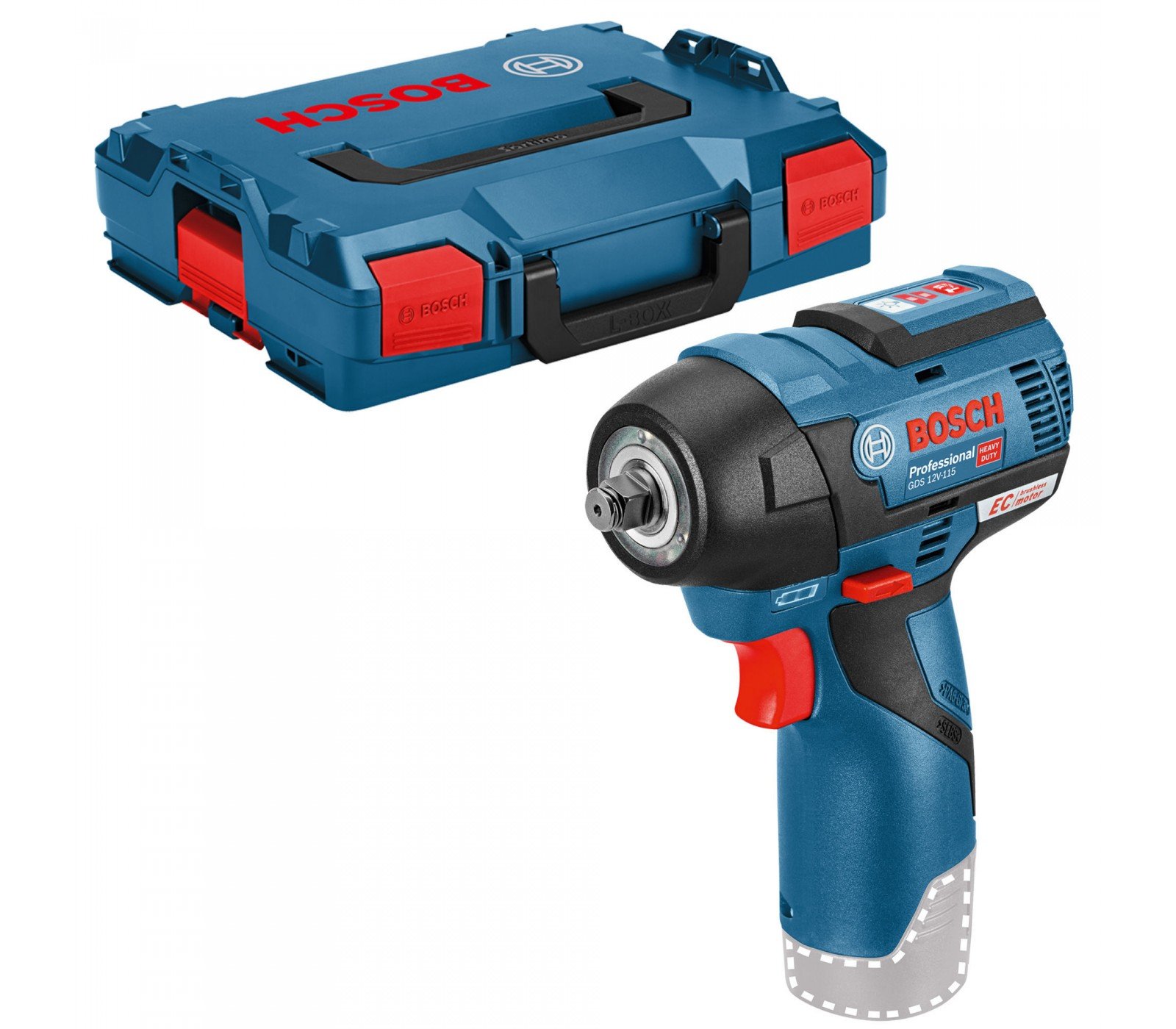 Akumuliatorinis smūginis veržliasukis Bosch GDS 12V-115 (06019E0102), 12 V + lagaminas