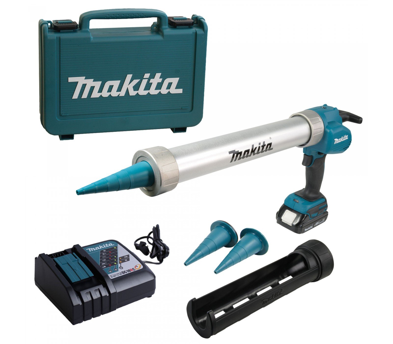 Akumuliatorinio sandarinimo pistoleto Makita DCG180RAEX rinkinys, 18 V, 2 x 1,5 Ah, įkroviklis + lagaminas