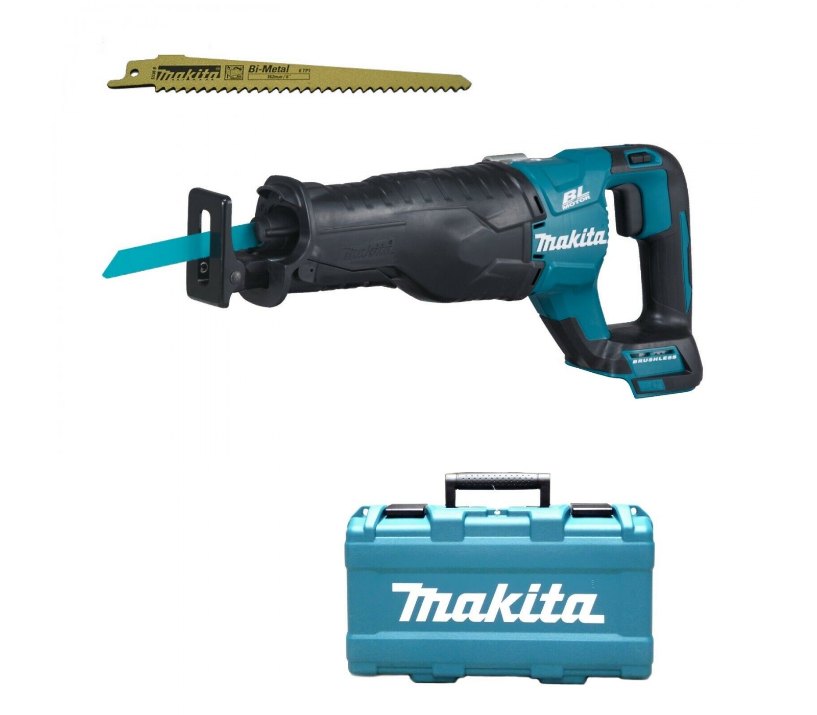 Akumuliatorinis tiesinis pjūklas Makita DJR187ZK, 18 V, lagaminas + 2 pjūkleliai