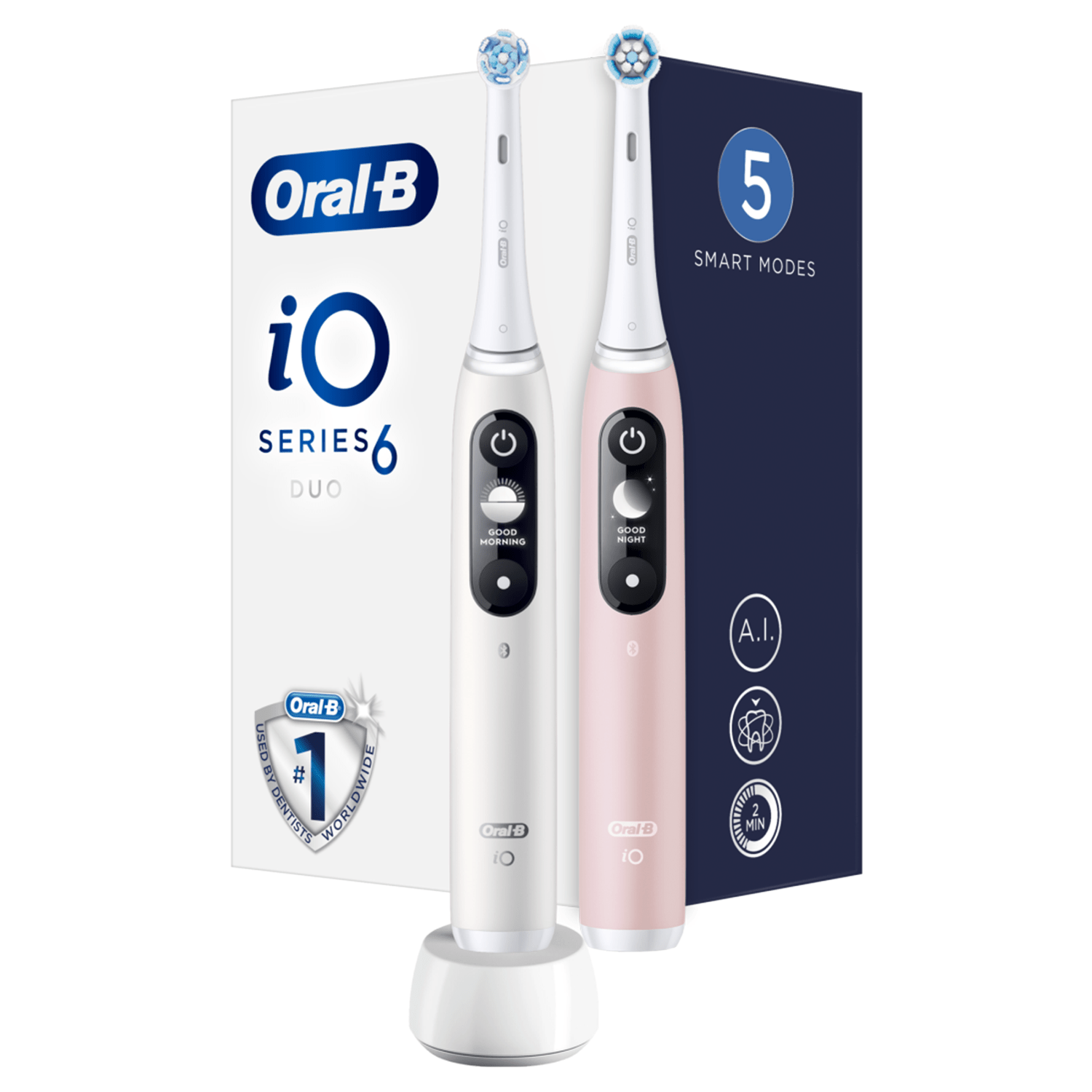 "Oral-B iO6 Duo" elektrinių garsinių dantų šepetėlių komplektas, 2 vnt.