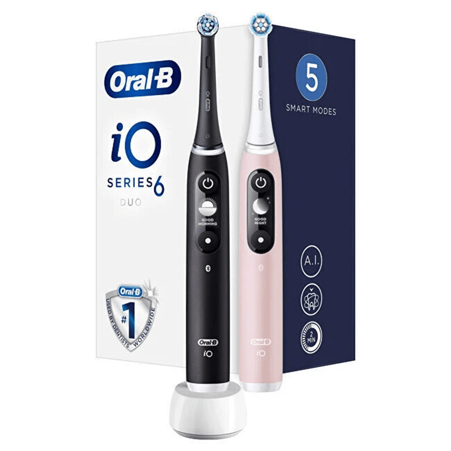 "Oral-B iO6 Duo" elektrinių garsinių dantų šepetėlių komplektas, 2 vnt.