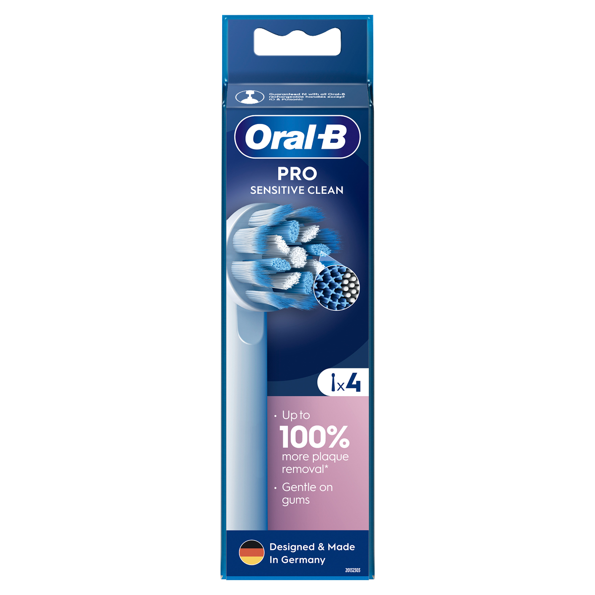 ORAL-B SENSITIVE CLEAN PRO, elektrinio dantų šepetėlio galvutės, 4vnt.