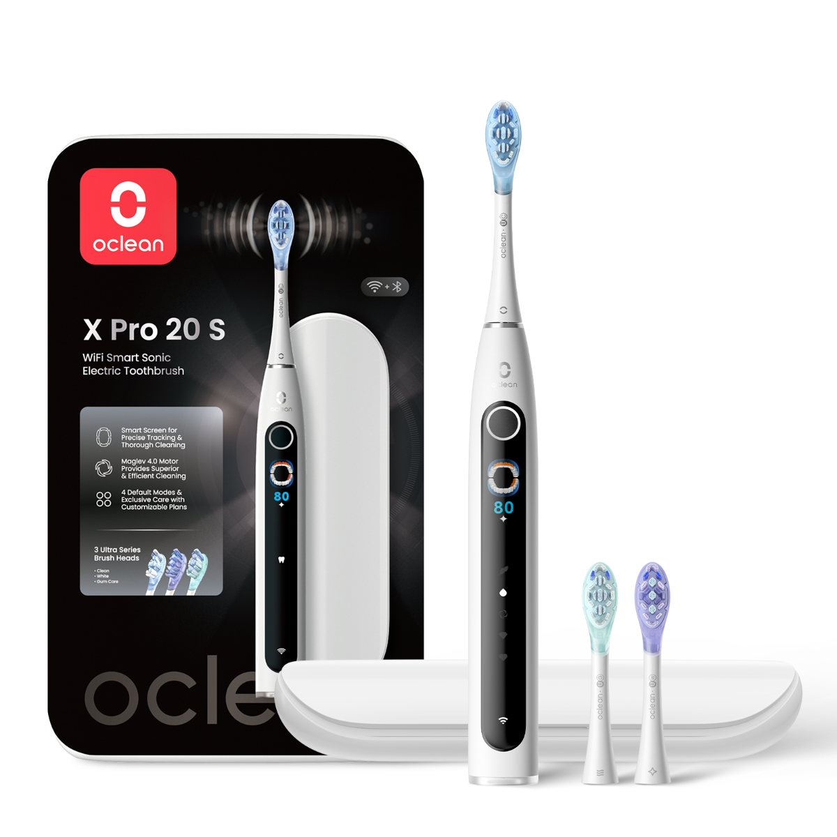 OCLEAN X PRO 20 S, išmanusis elektrinis dantų šepetėlis, baltos spalvos, 1 vnt.