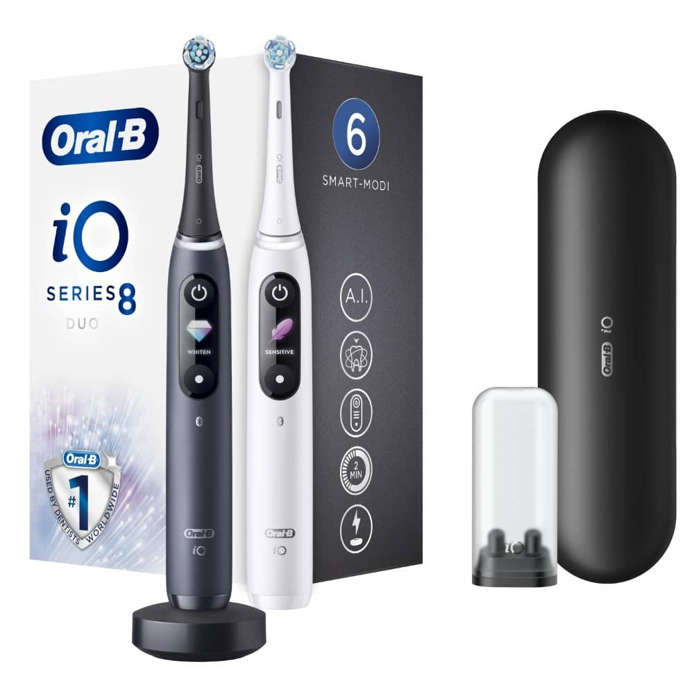 Elektrinis dantų šepetėlis Oral-B iO Series 8 Duo, Black Onyx/White