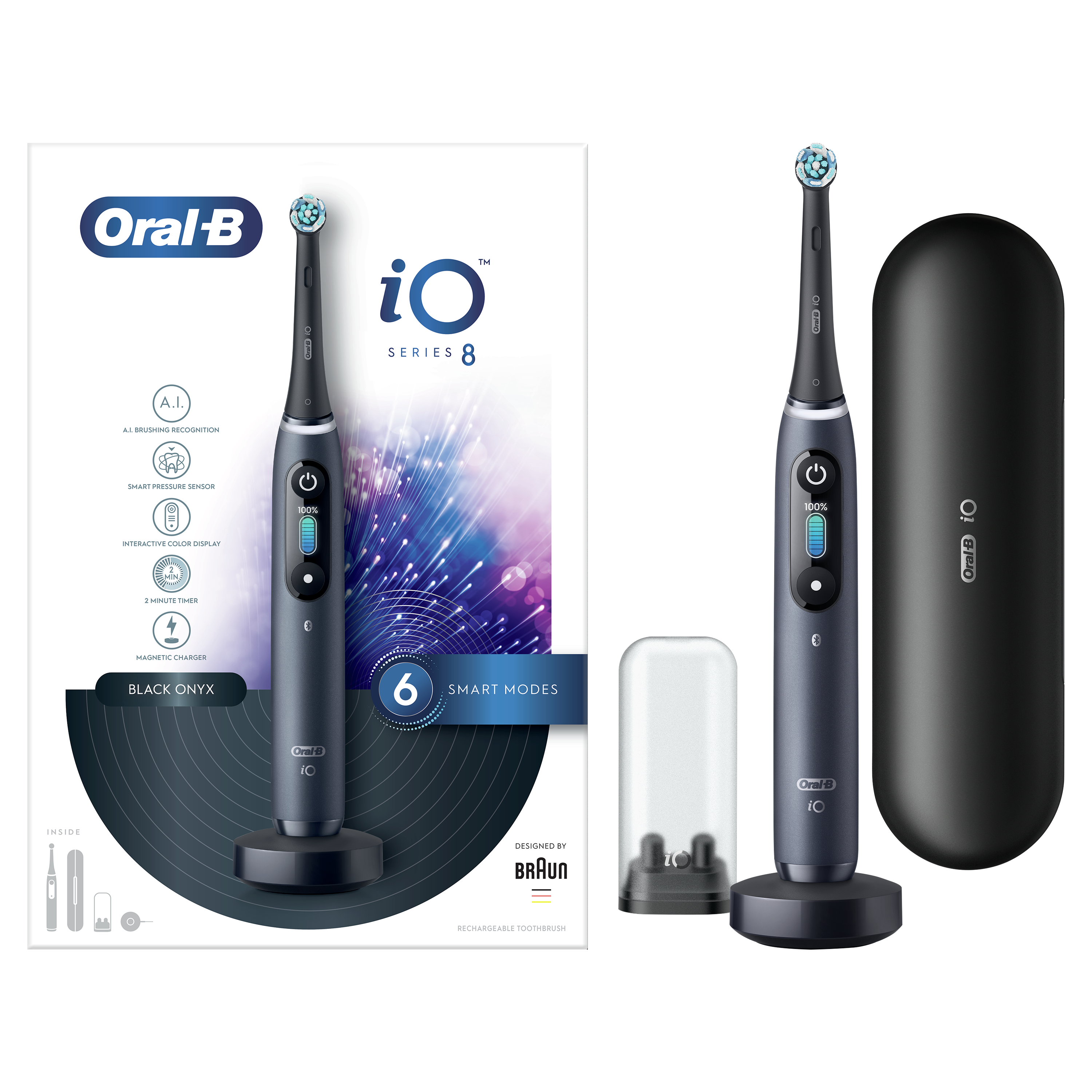 Elektrinis dantų šepetėlis Oral-B iO 8, Black Onyx, IO8BLACK