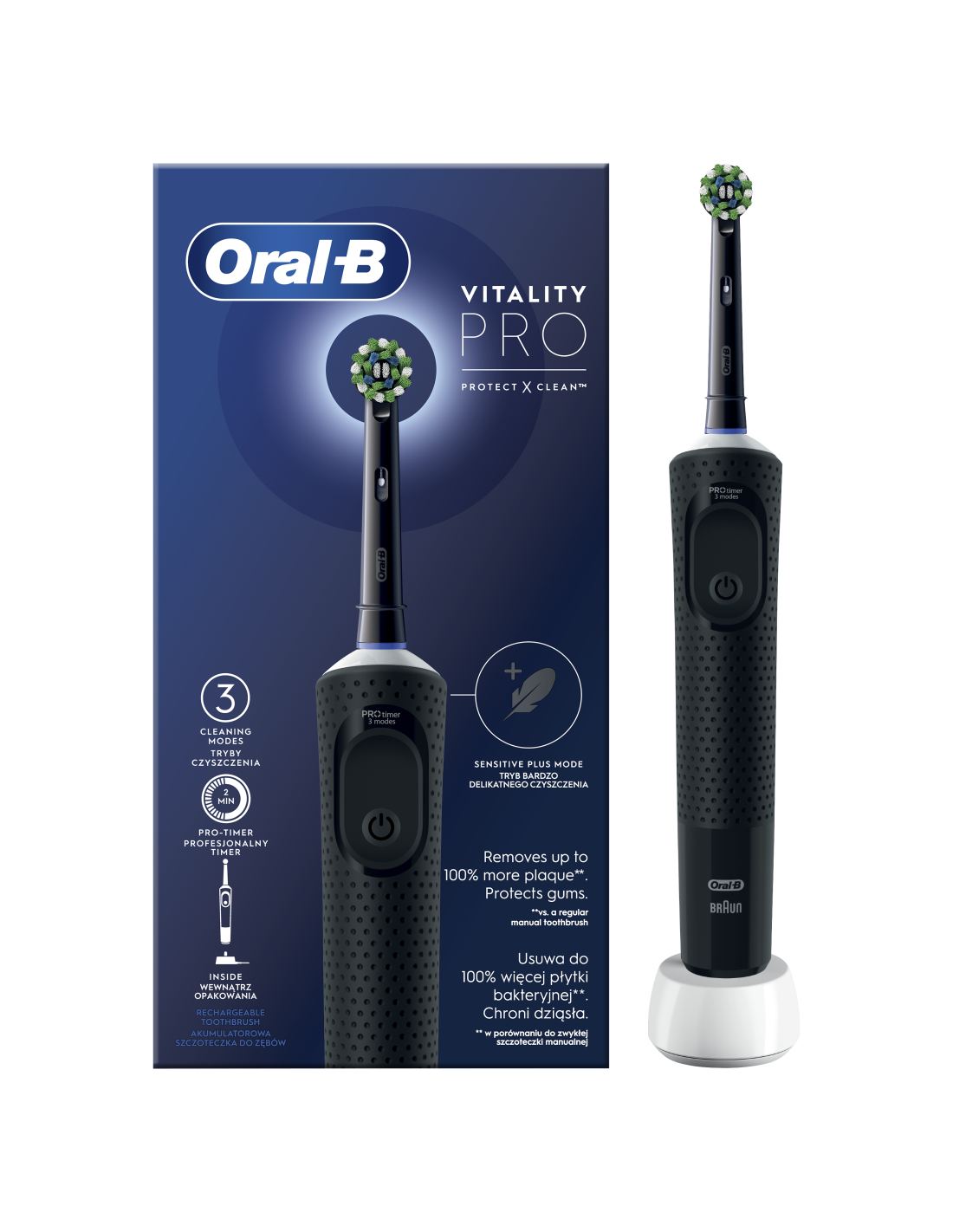 Elektrinis dantų šepetėlis Braun Oral-B Vitality Pro, D103VITALITYBLACK