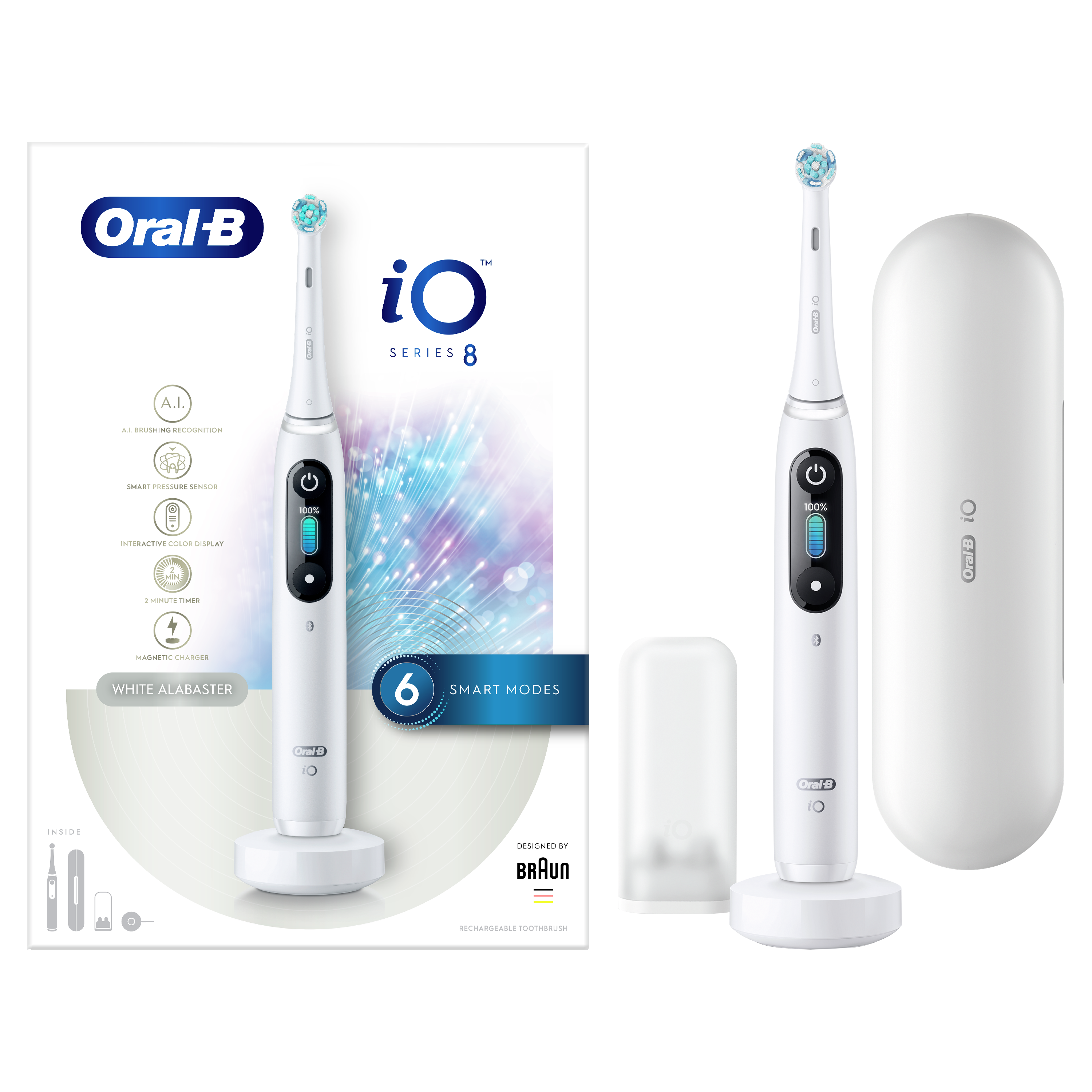 Elektrinis dantų šepetėlis Oral-B iO Series 8 White Alabaster