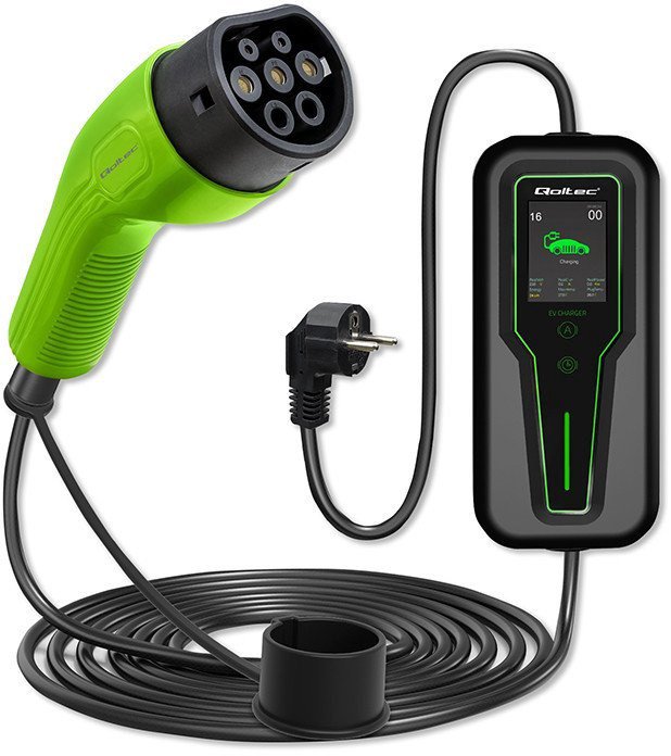 Qoltec 52465 Mobilusis elektromobilių įkroviklis 2 viename, Type2, su reguliavimu  3