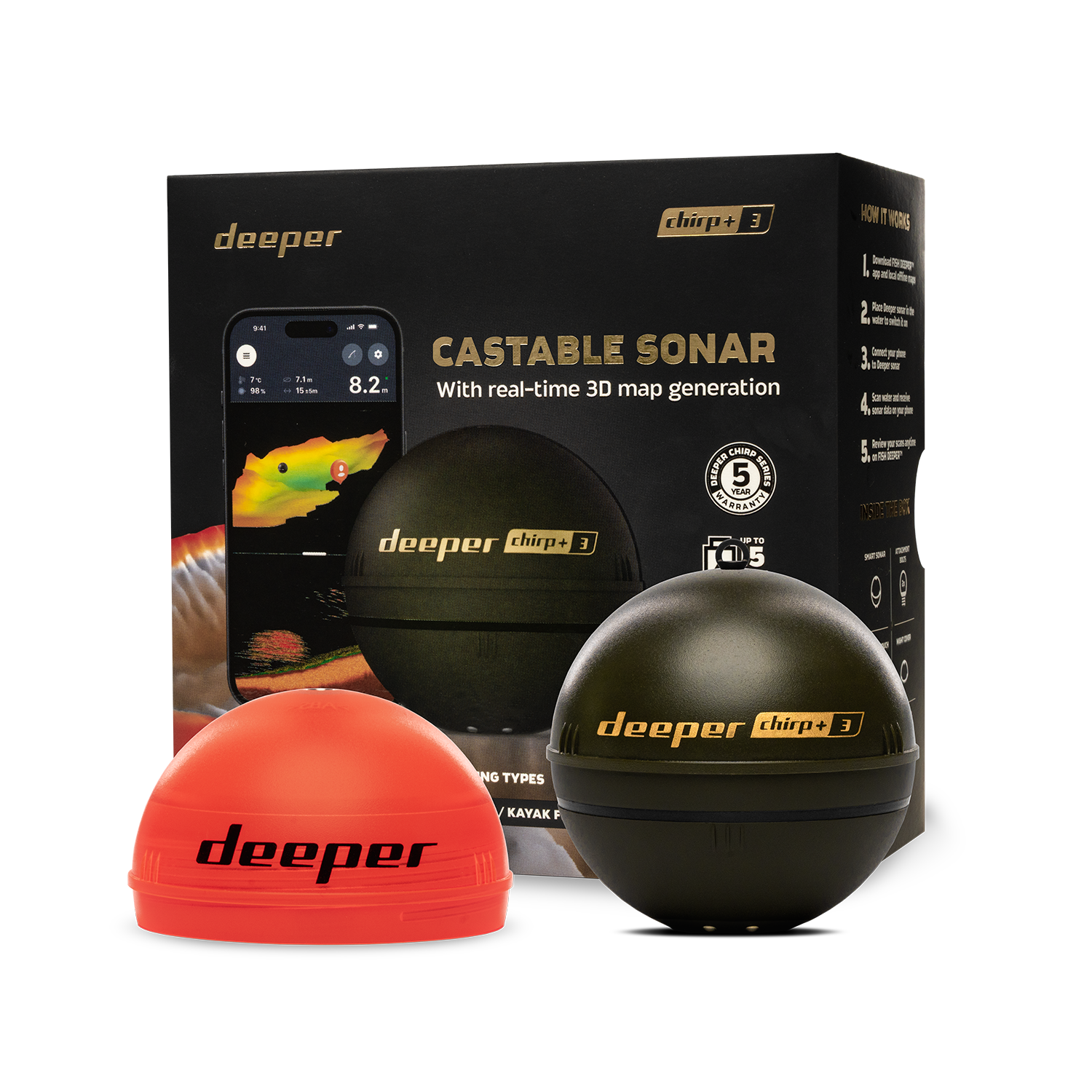 Sonaras Deeper Chirp+3, Wi-Fi, ruda žalia