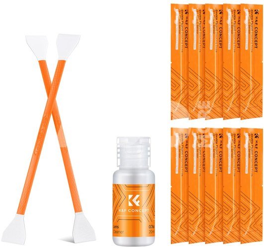 10Pcs Double-Headed Cleaning Stick + 20ML Cleaning Solution, CMOS APS-C Frame 16mm Cleaning Cloth Sticks Set