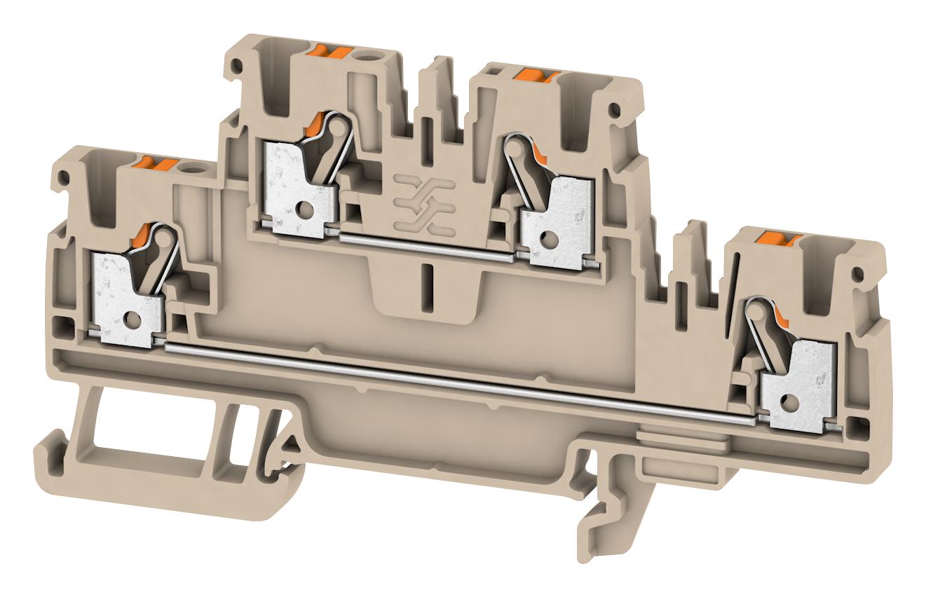 Rinklė A2T 2.5, 2 x aukštų. Feed-through terminal, PUSH IN, 2.5 mm², 800 V, 24 A, dark beige