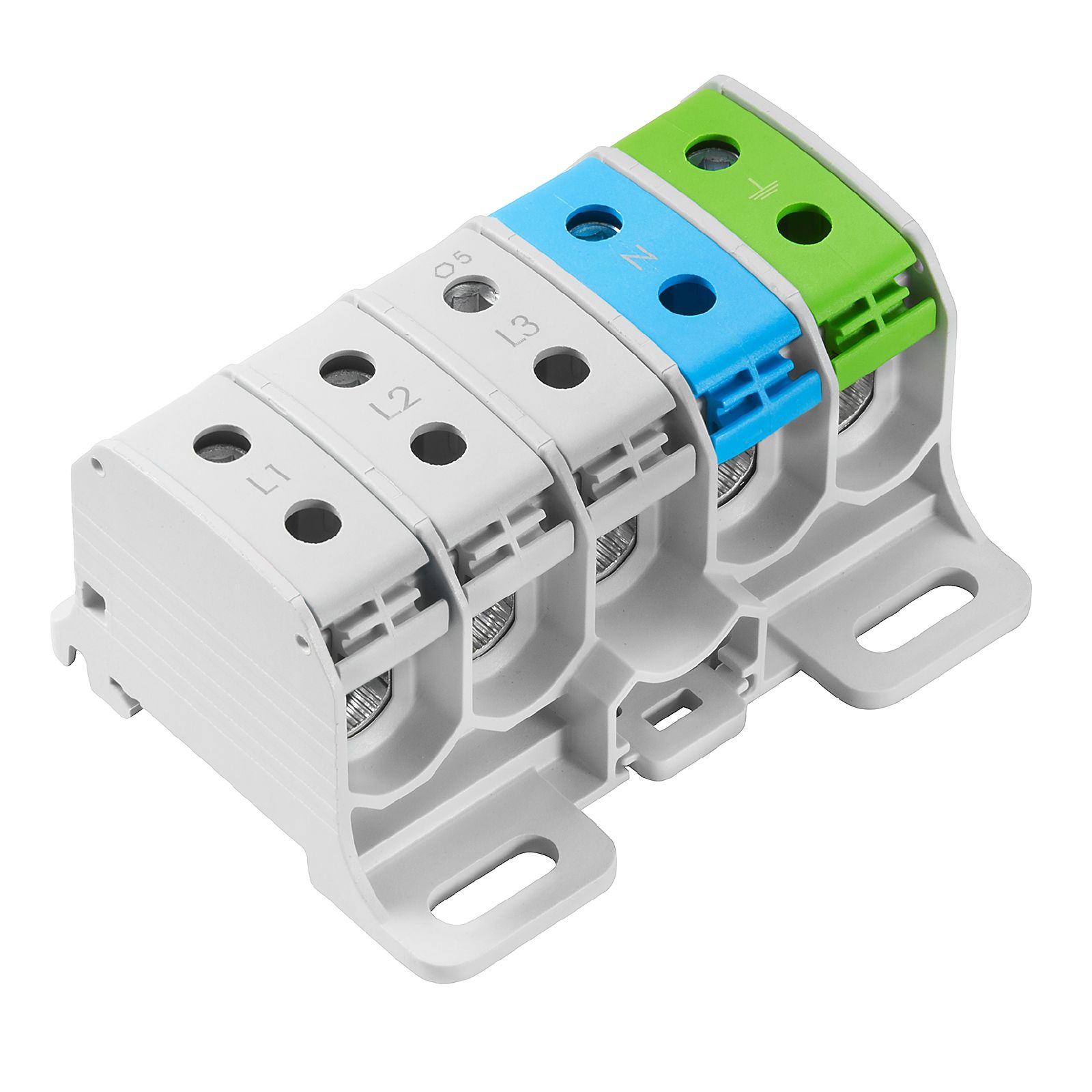 WPD 530 5X50/5X50 3XGY/1XBL/1XGN įvadinis gnybtas, 50mm2 150A, 1000V, Weidmuller