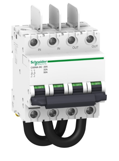 Jungiklio atjungiklis, Acti9 C60NA-DC, fotovoltinis, 2P, 50A 700VDC, 32A 800VDC ir 20A 1000VDC
