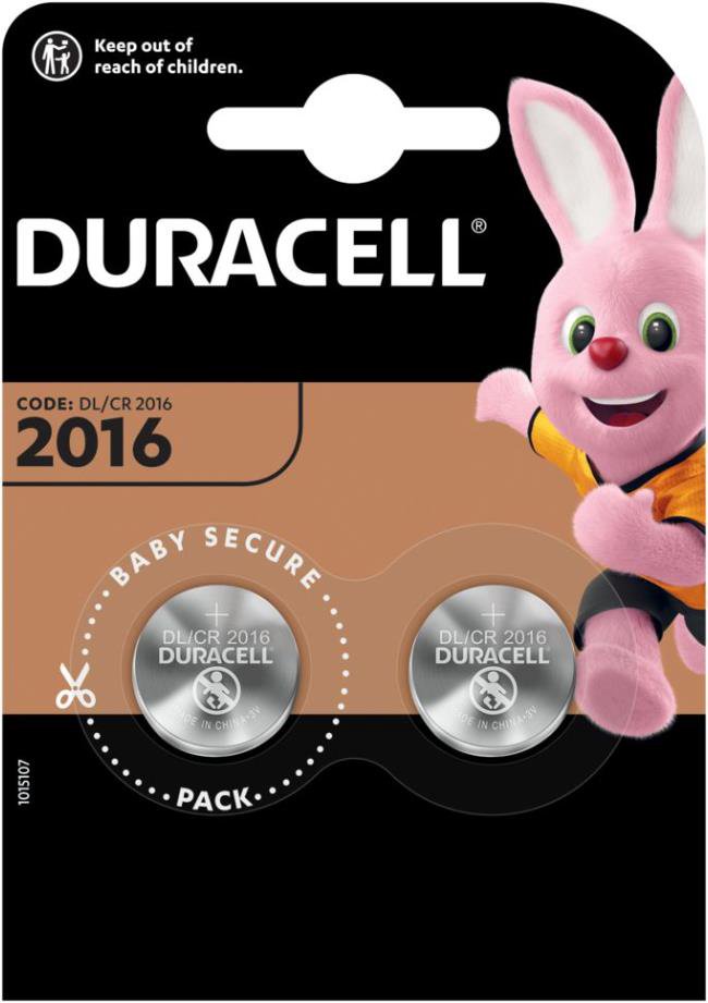 Elementai DURACELL CR2016, 2vnt., litis, 3V