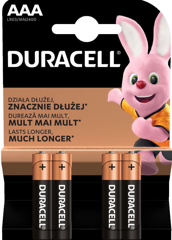 Elementai DURACELL R3A/DUR-BL4 (AAA), 4vnt, alkaline, 1,5V