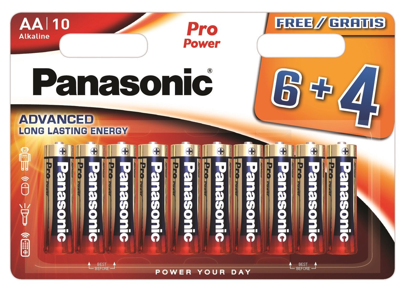 Elementai Panasonic Batteries LR6PPG/10BW 6+4F