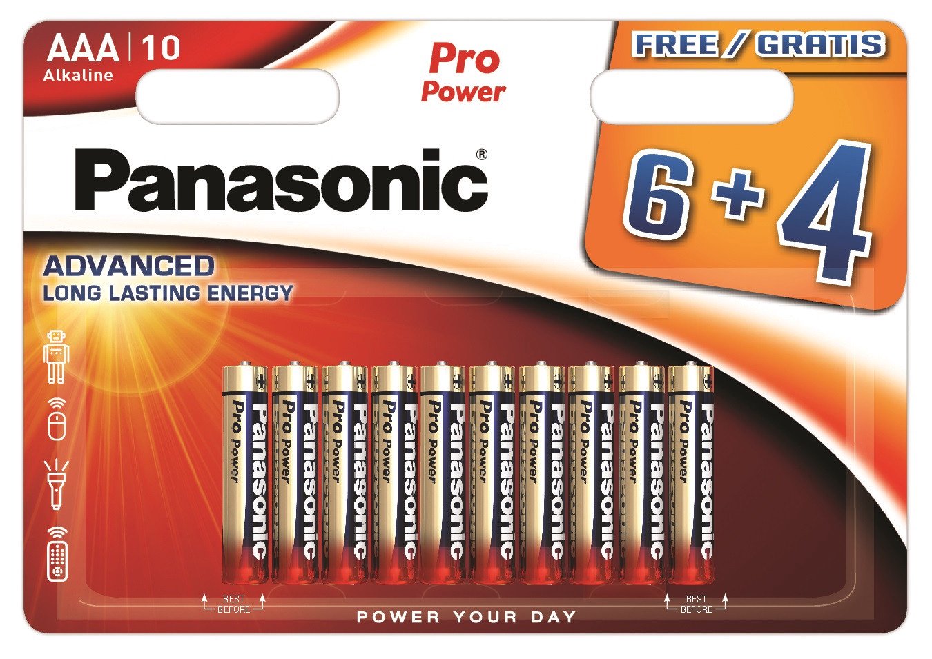 Elementai Panasonic Batteries LR03PPG/10BW 6+4F