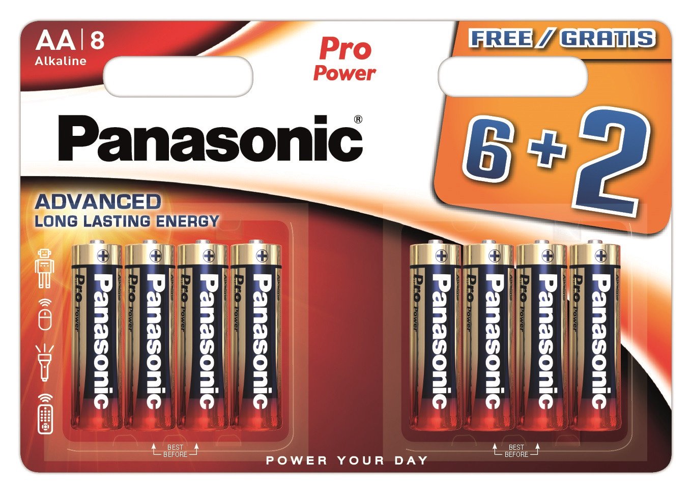 Elementai Panasonic Batteries LR6PPG/8B (6+2)