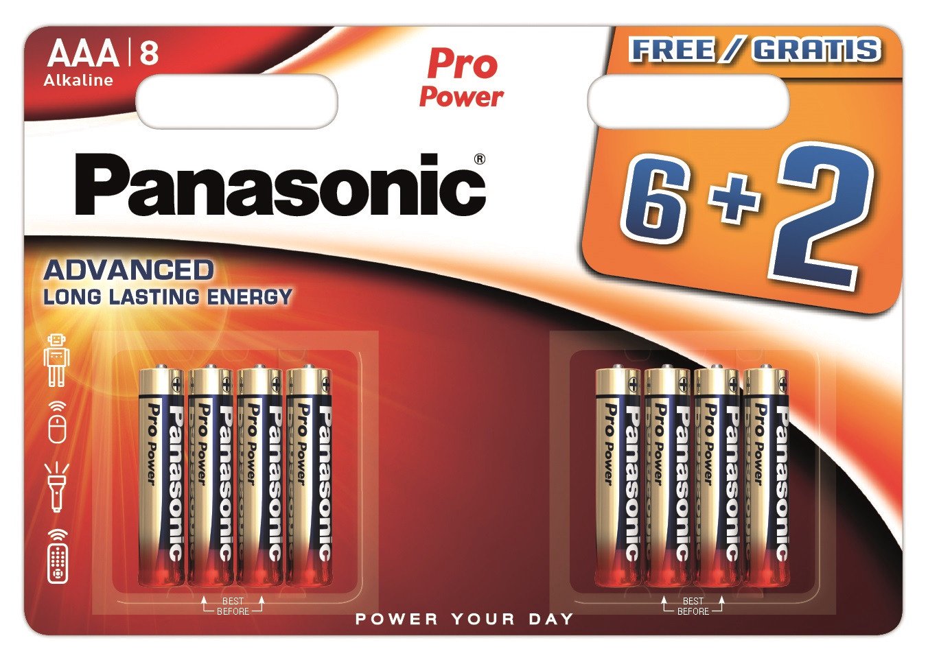 Elementai Panasonic Batteries LR03PPG/8B (6+2)