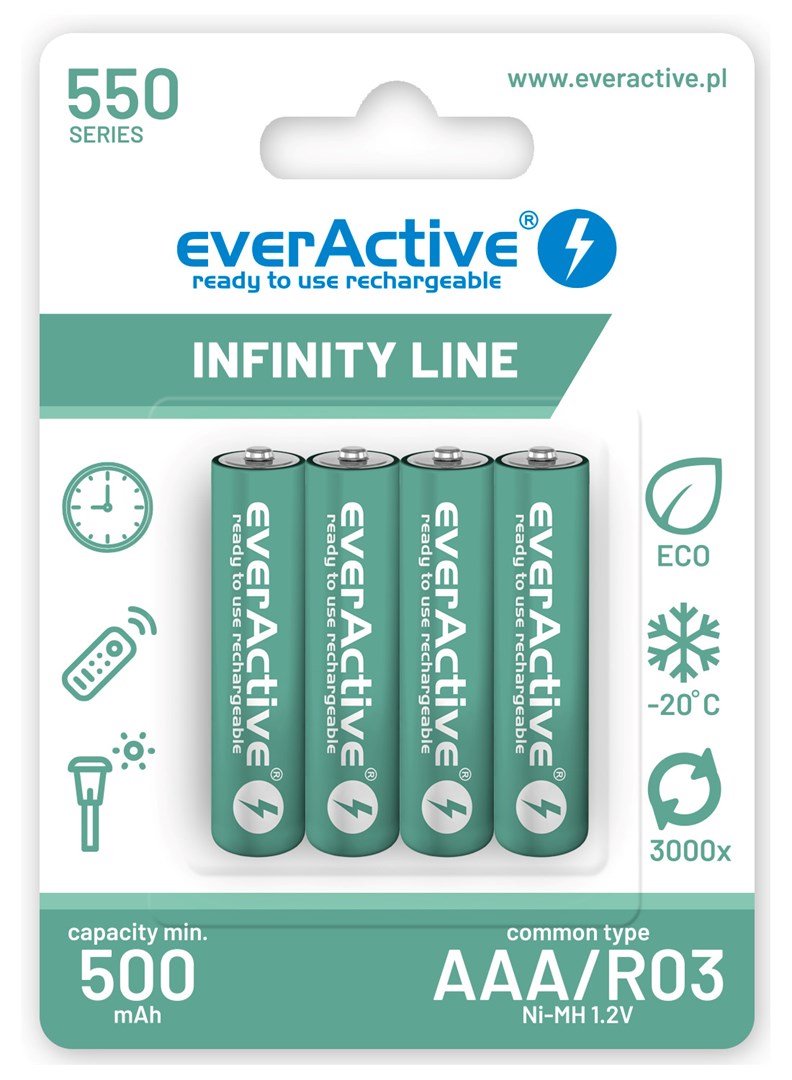 Rechargeable batteries everActive Ni-MH R03 AAA 550 mAh Infinity Line