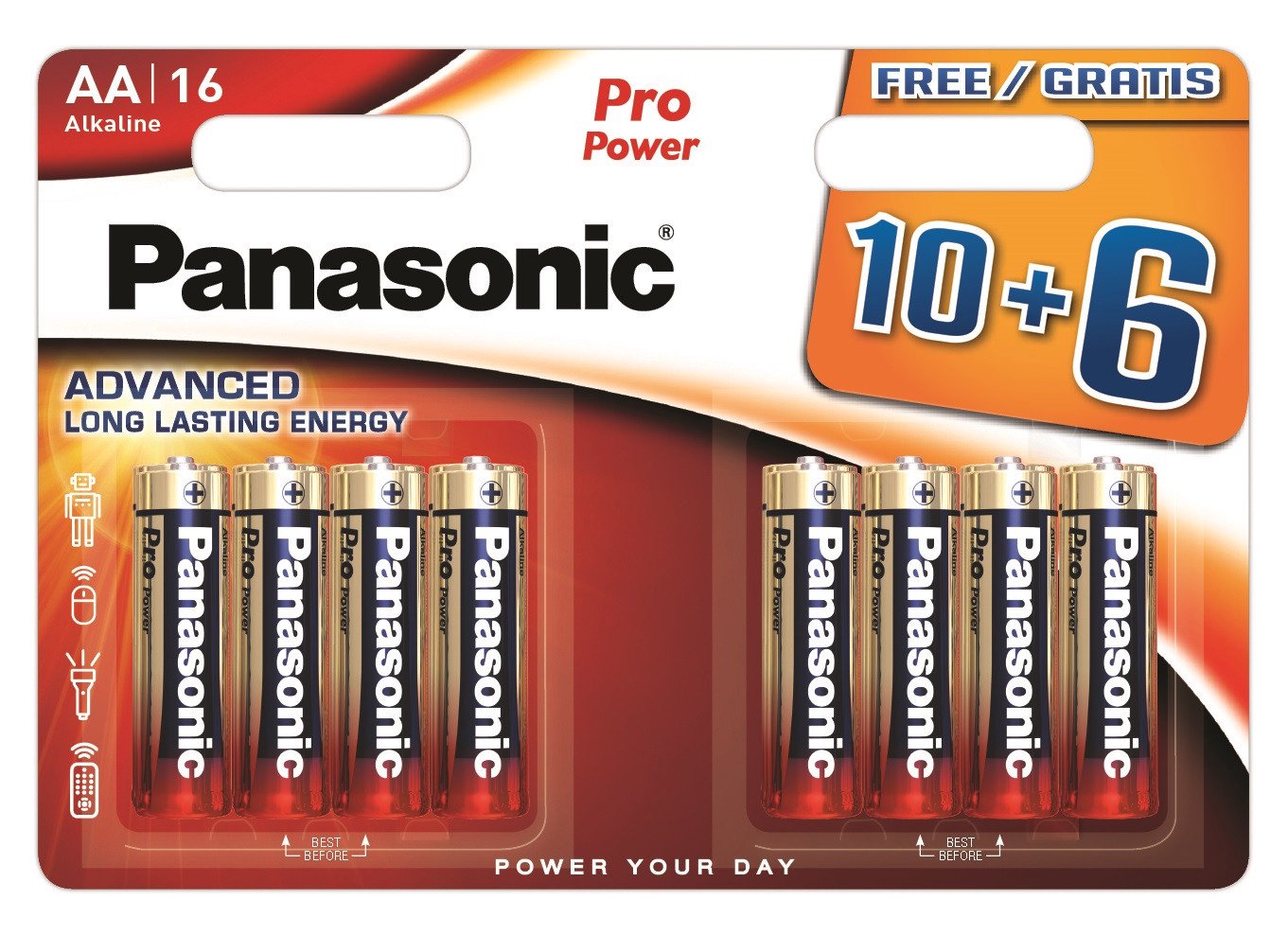 Elementai Panasonic Batteries LR6PPG/16BW 10+6F