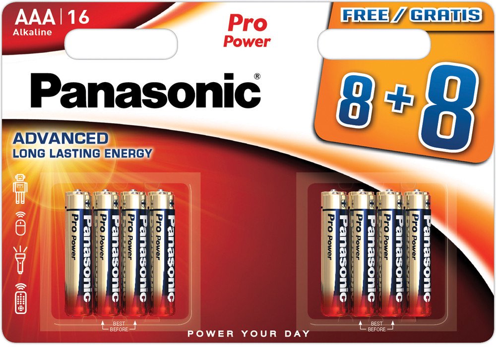 Elementai Panasonic Batteries LR03PPG/16BW 8+8