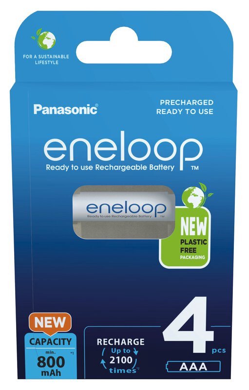 Įkraunamos baterijos Panasonic ENELOOP BK-4MCDE/4CP, 800 mAh, 2100 (4xAAA) [CC] BOOM [sup]