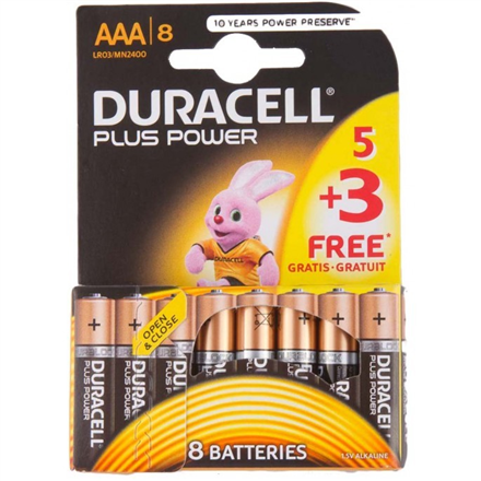 Elementai DURACELL AAA/LR03, Alkaline Plus Power MN2400, 8vnt