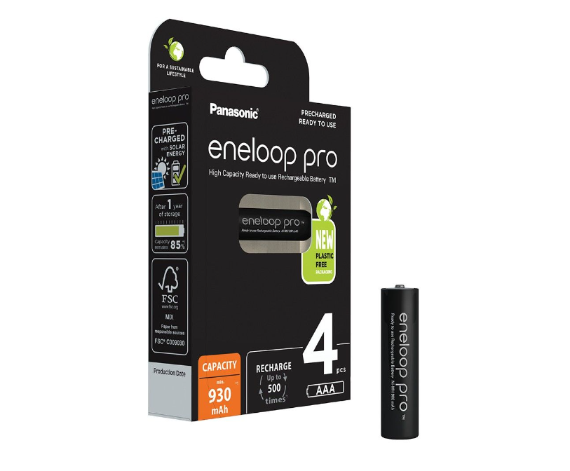 Įkraunamos baterijos Panasonic ENELOOP Pro BK-4HCDE/4CP, 930 mAh, 500 (4xAAA) [CC] BOOM [sup]