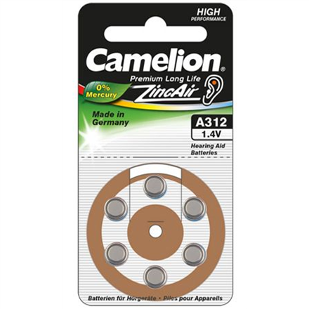 Elementai CAMELION Zinc Air 1,4V A312, 6-pack