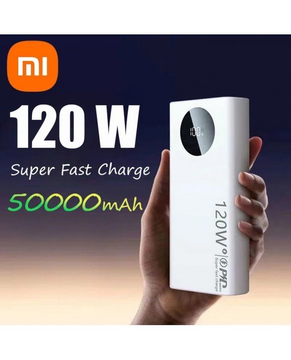 "Xiaomi" 120W 50000mAh didelės talpos "Power Bank" greito įkrovimo "Powerbank" nešiojamas baterijos įkroviklis "iPhone" "Samsung