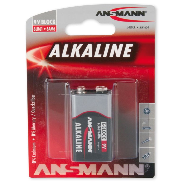Elementai ANSMANN 9V, 1 vnt./ "krona", alkaline